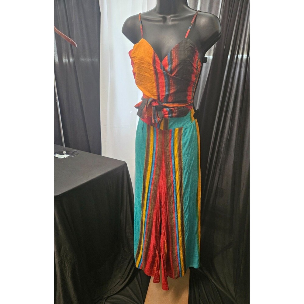 CIDER size L Women's Wide Leg Pants & Matching Wrap Top NWT